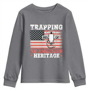 Trapping American Heritage Youth Sweatshirt Patriotic Trap Hunting Trapper TS02 Charcoal Print Your Wear