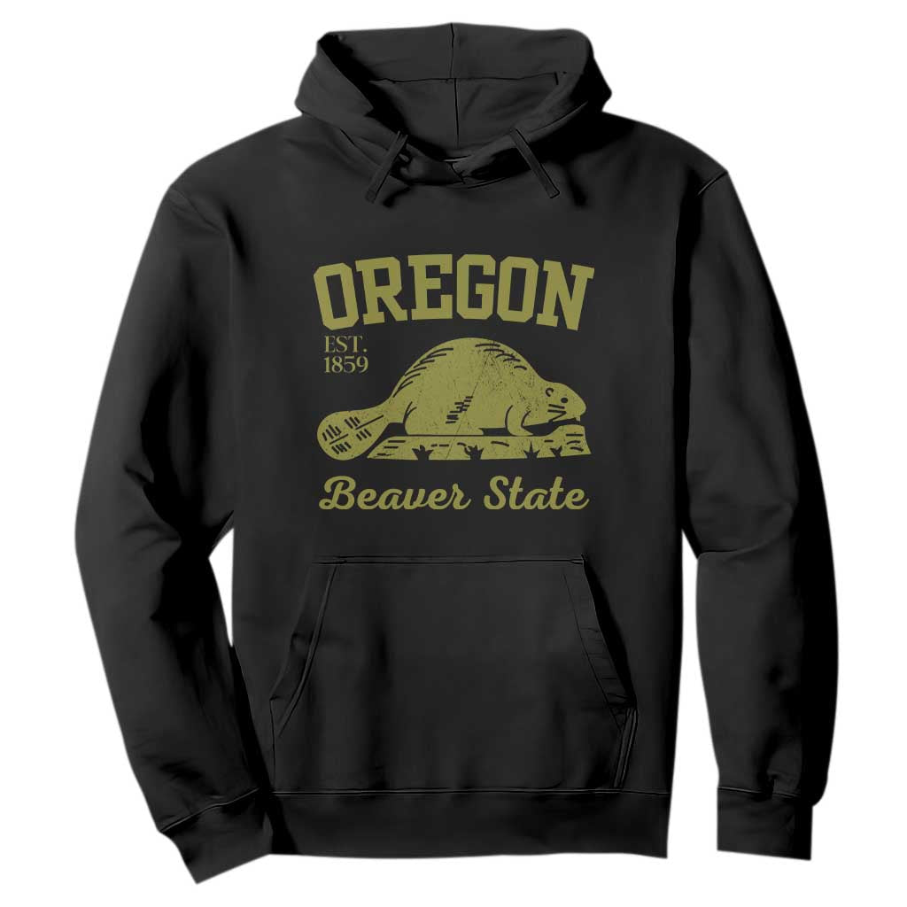 Beaver State Oregon Hoodie Est 1859 Vintage Flag TS02 Black Print Your Wear