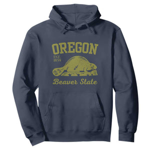 Beaver State Oregon Hoodie Est 1859 Vintage Flag TS02 Navy Print Your Wear
