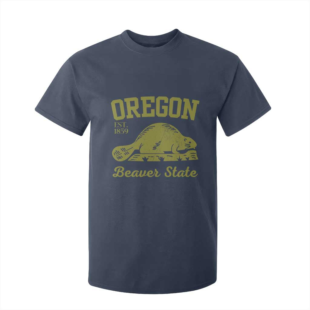 Beaver State Oregon T Shirt For Kid Est 1859 Vintage Flag TS02 Navy Print Your Wear