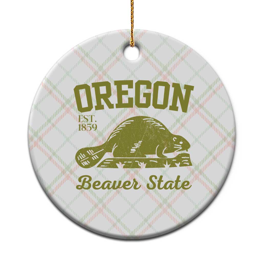 Beaver State Oregon Ceramic Ornament Est 1859 Vintage Flag TS02 1pc Christmas Plaid Print Your Wear