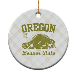 Beaver State Oregon Ceramic Ornament Est 1859 Vintage Flag TS02 1pc Christmas Plaid Print Your Wear