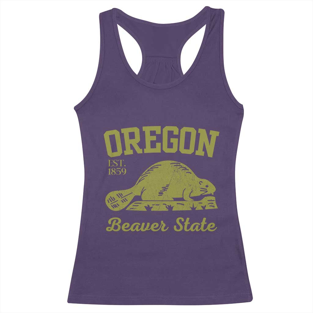 Beaver State Oregon Racerback Tank Top Est 1859 Vintage Flag TS02 Purple Print Your Wear