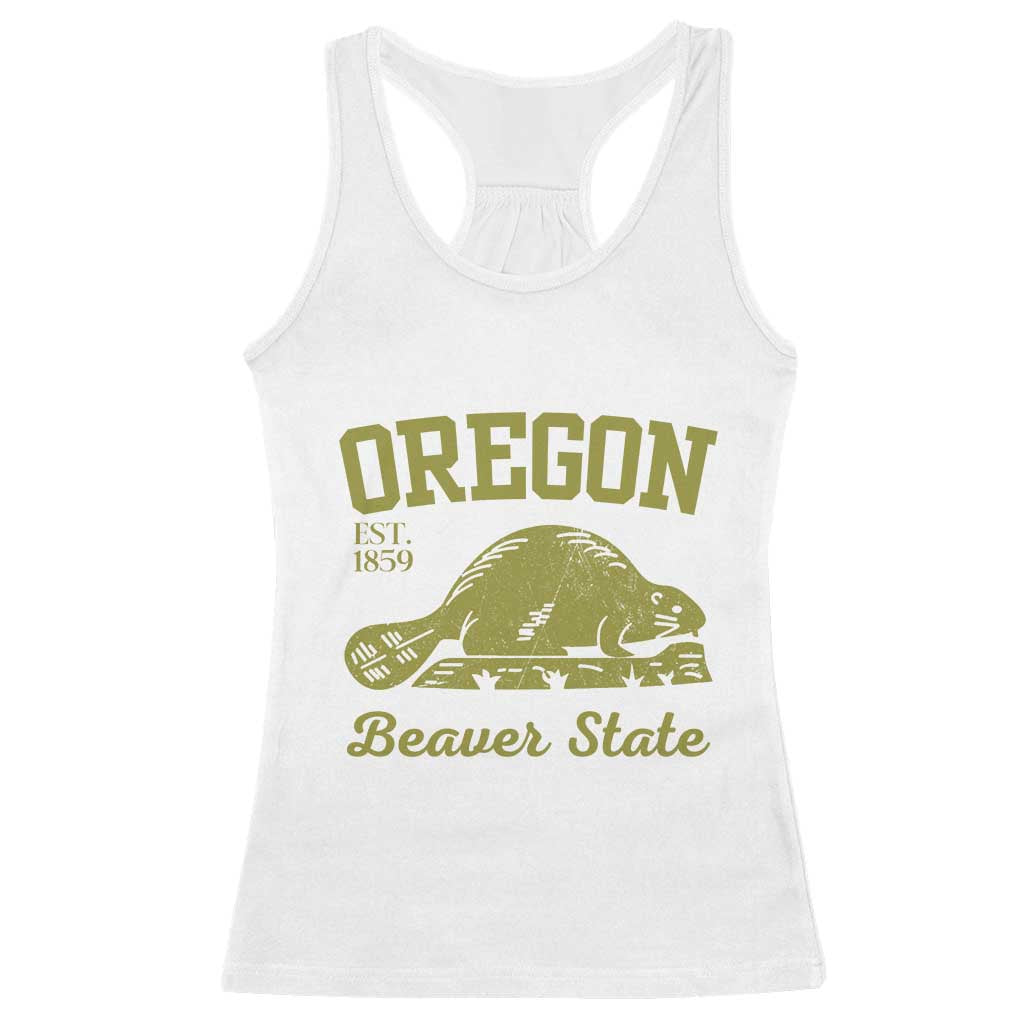 Beaver State Oregon Racerback Tank Top Est 1859 Vintage Flag TS02 White Print Your Wear