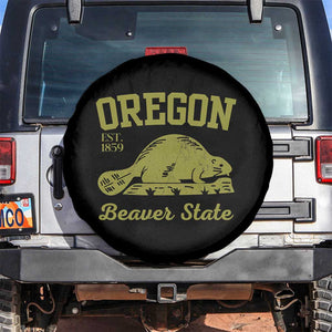 Beaver State Oregon Spare Tire Cover Est 1859 Vintage Flag TS02 No hole Black Print Your Wear