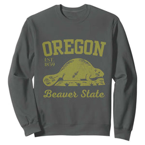 Beaver State Oregon Sweatshirt Est 1859 Vintage Flag TS02 Dark Heather Print Your Wear