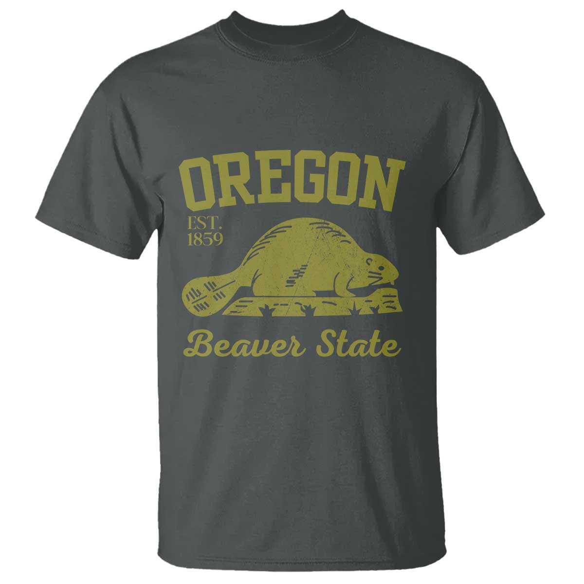 Beaver State Oregon T Shirt Est 1859 Vintage Flag TS02 Dark Heather Print Your Wear