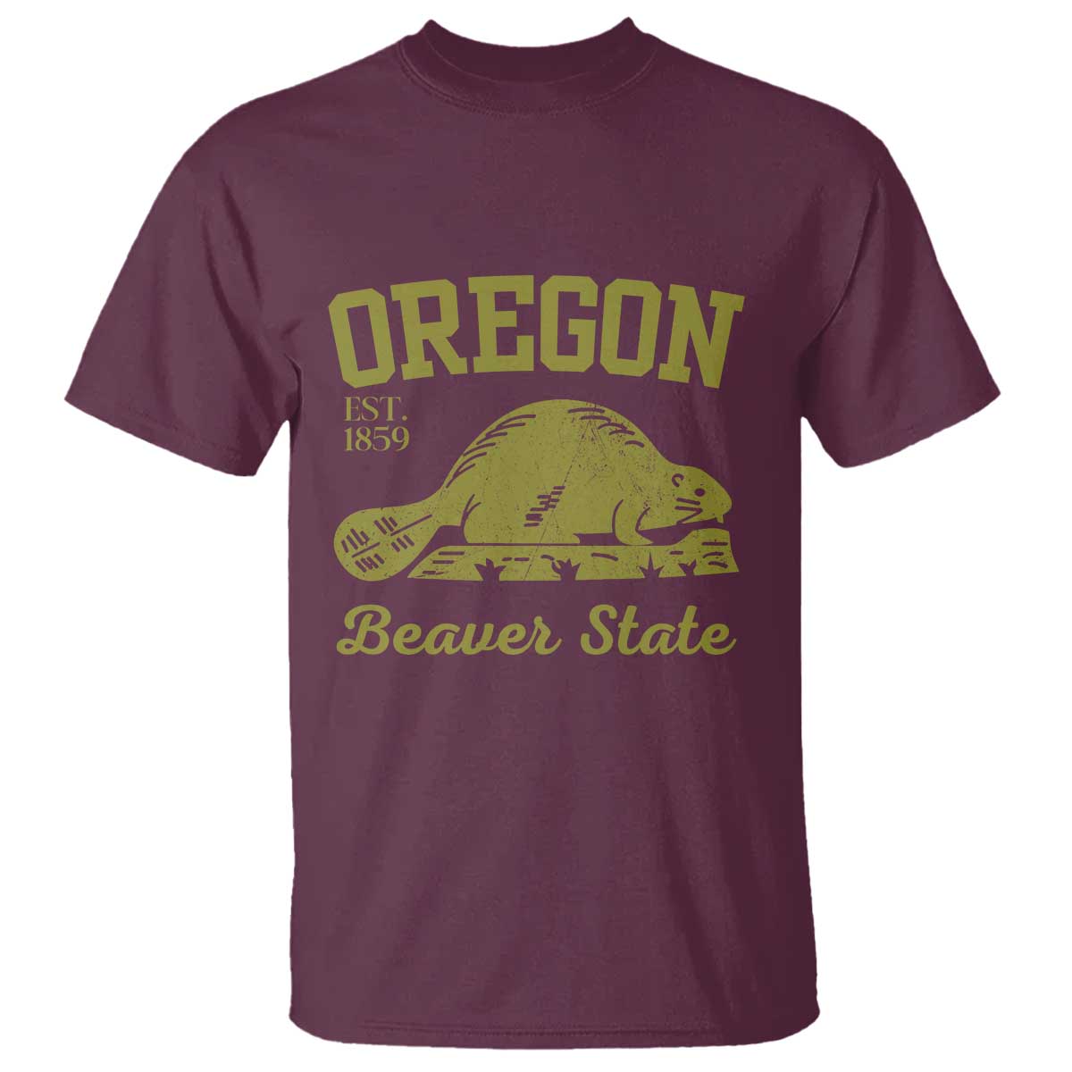 Beaver State Oregon T Shirt Est 1859 Vintage Flag TS02 Maroon Print Your Wear