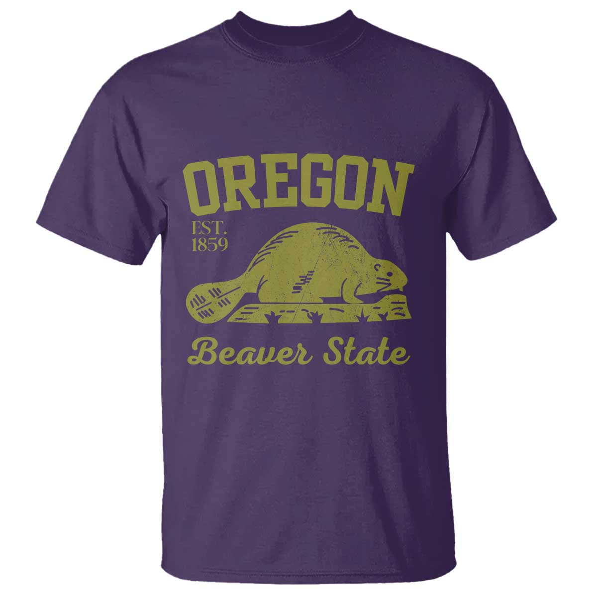 Beaver State Oregon T Shirt Est 1859 Vintage Flag TS02 Purple Print Your Wear