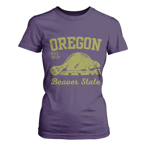 Beaver State Oregon T Shirt For Women Est 1859 Vintage Flag TS02 Purple Print Your Wear