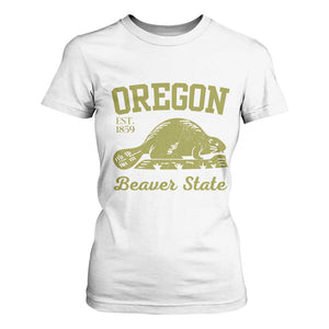 Beaver State Oregon T Shirt For Women Est 1859 Vintage Flag TS02 White Print Your Wear