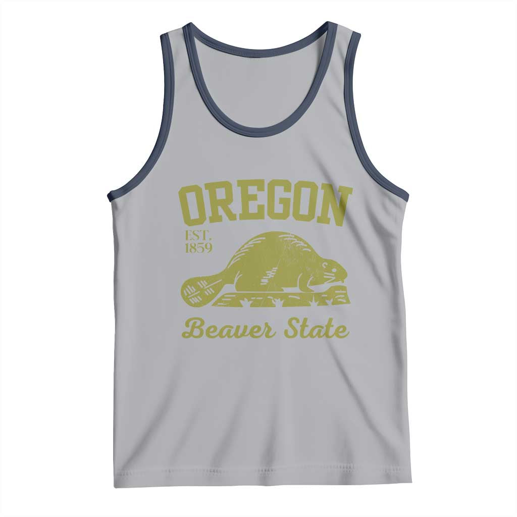 Beaver State Oregon Tank Top Est 1859 Vintage Flag TS02 Athletic Heather Navy Print Your Wear
