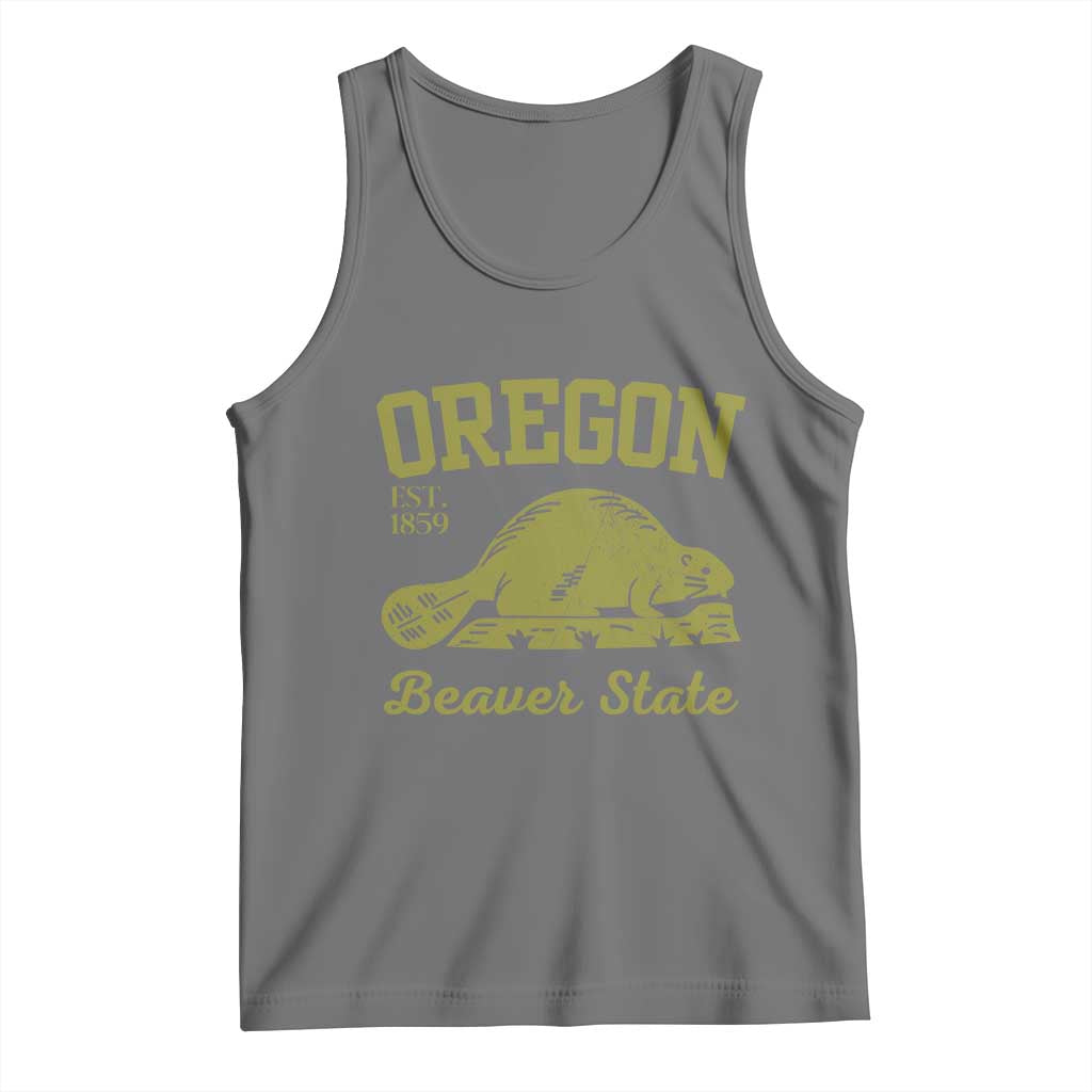 Beaver State Oregon Tank Top Est 1859 Vintage Flag TS02 Black Heather Print Your Wear