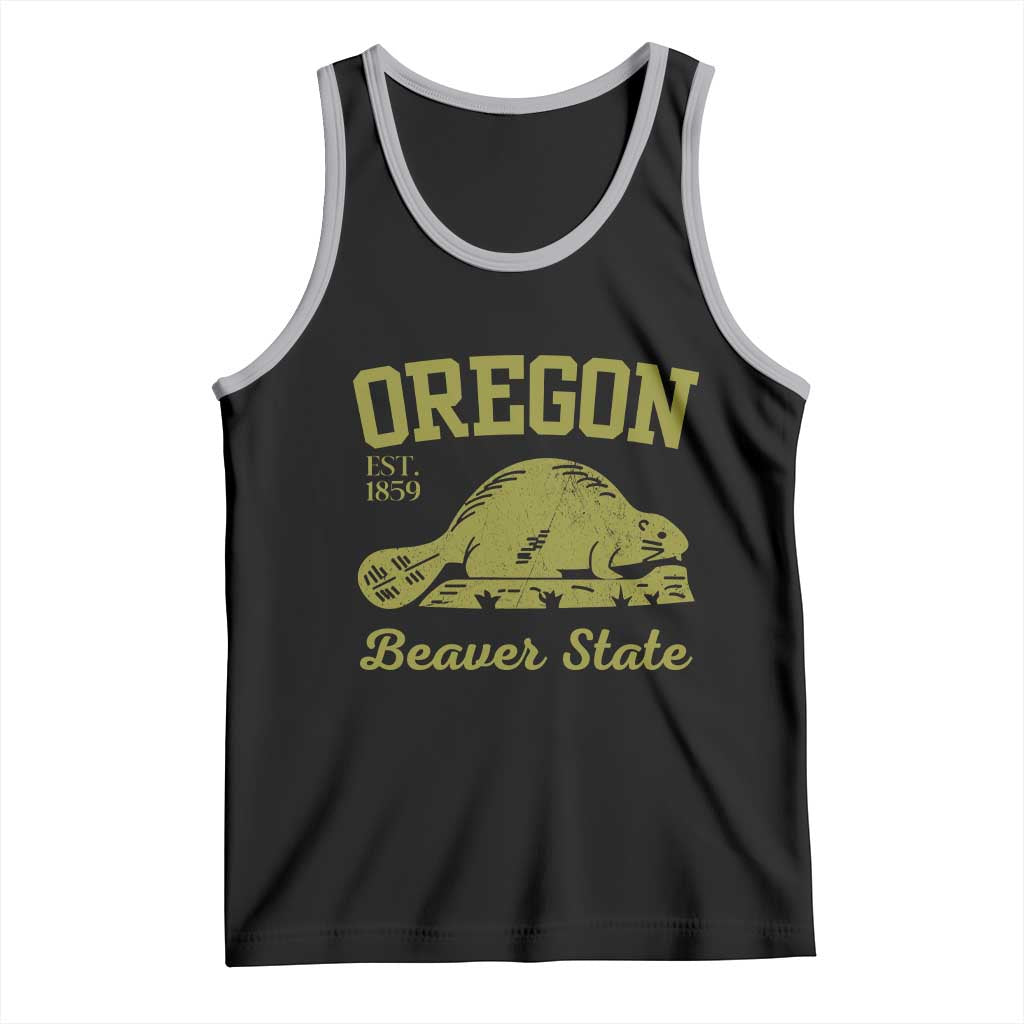Beaver State Oregon Tank Top Est 1859 Vintage Flag TS02 Black Athletic Heather Print Your Wear