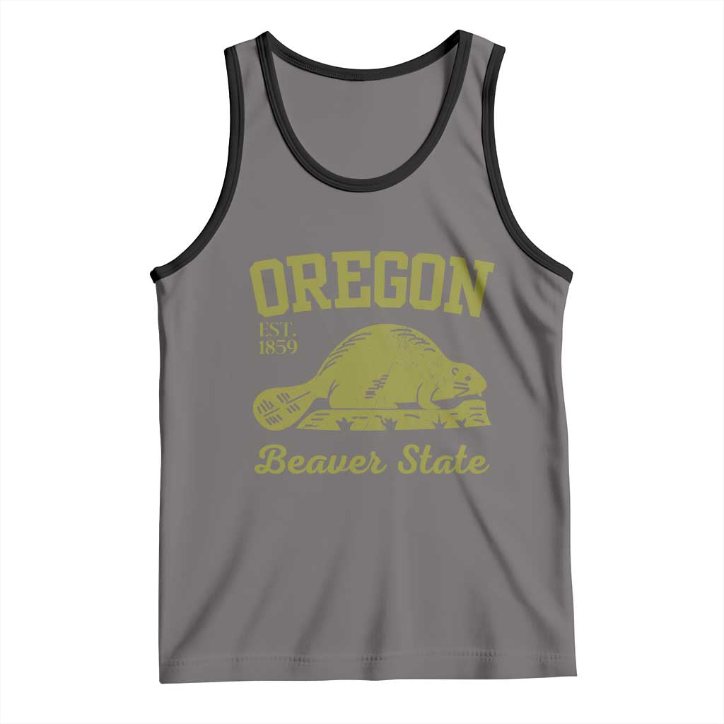 Beaver State Oregon Tank Top Est 1859 Vintage Flag TS02 Deep Heather Black Print Your Wear