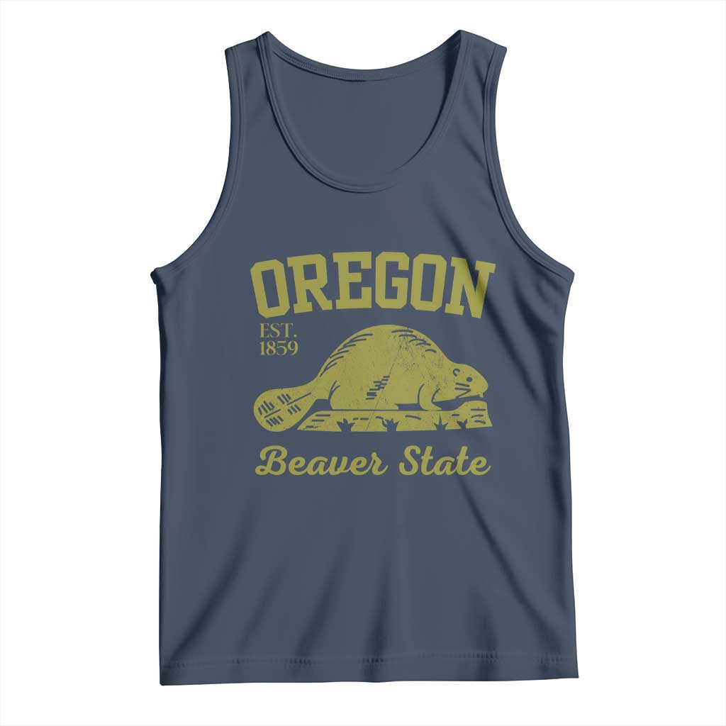 Beaver State Oregon Tank Top Est 1859 Vintage Flag TS02 Navy Print Your Wear