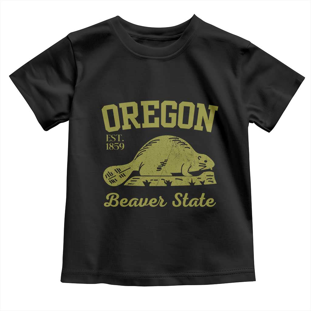 Beaver State Oregon Toddler T Shirt Est 1859 Vintage Flag TS02 Black Print Your Wear