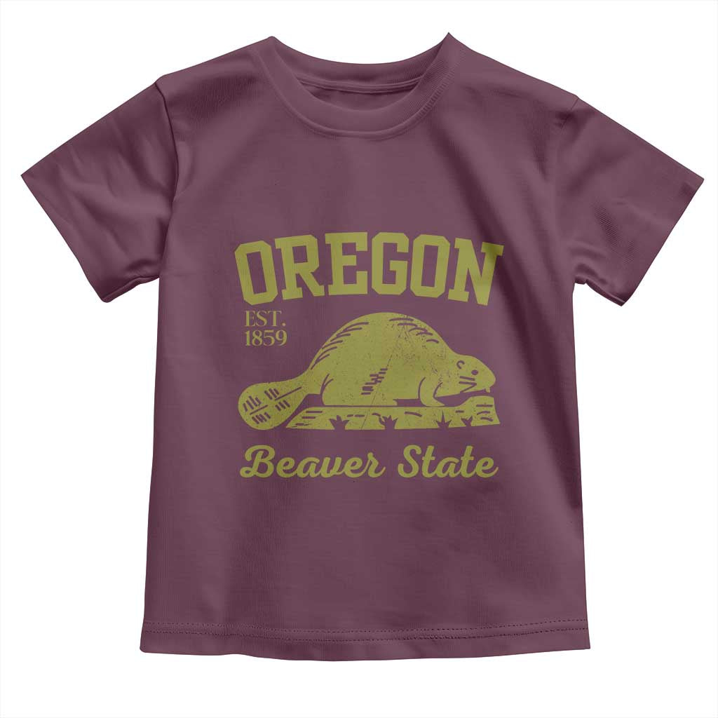 Beaver State Oregon Toddler T Shirt Est 1859 Vintage Flag TS02 Maroon Print Your Wear