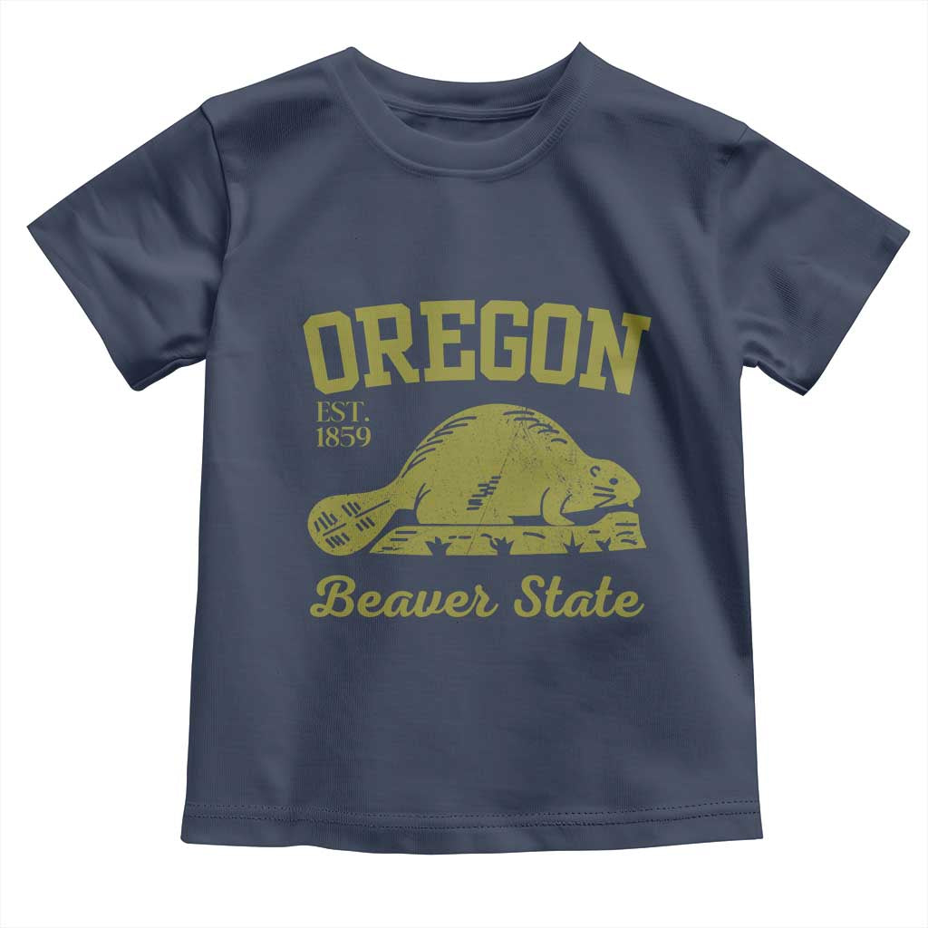 Beaver State Oregon Toddler T Shirt Est 1859 Vintage Flag TS02 Navy Print Your Wear