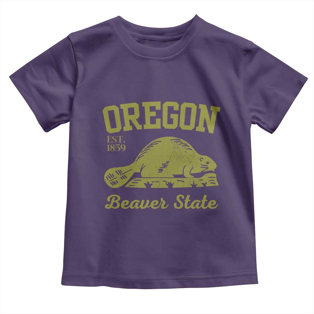 Beaver State Oregon Toddler T Shirt Est 1859 Vintage Flag TS02 Purple Print Your Wear
