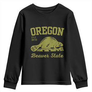 Beaver State Oregon Youth Sweatshirt Est 1859 Vintage Flag TS02 Black Print Your Wear