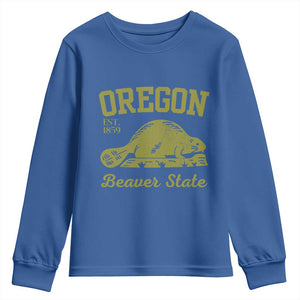 Beaver State Oregon Youth Sweatshirt Est 1859 Vintage Flag TS02 Royal Blue Print Your Wear