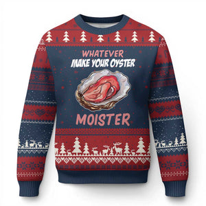Whatever Makes Your Oyster Moister Funny Offensive Ugly Christmas Sweater Inappropriate Adult Humor TS02 Navy Red Print Your Wear