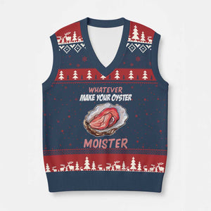 Whatever Makes Your Oyster Moister Funny Offensive V-Neck Knit Sweater Vest Inappropriate Adult Humor TS02 Navy Red Print Your Wear