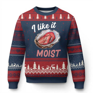 I Like It Moist Oyster Funny Offensive Ugly Christmas Sweater Inappropriate Adult Humor TS02 Navy Red Print Your Wear