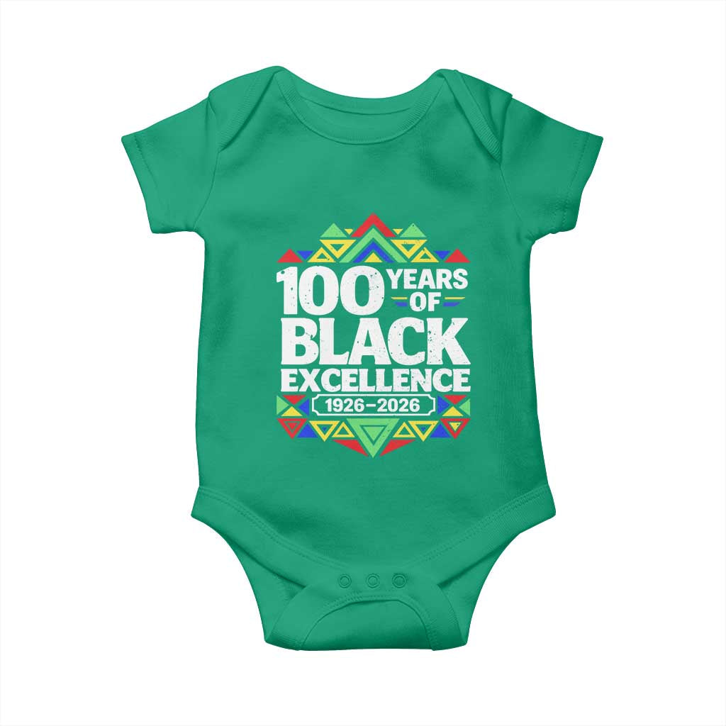100 Years of Black Excellence 1926 2026 Baby Onesie African Tribal Pattern Heritage Celebrating Black History TS02 Irish Green Print Your Wear