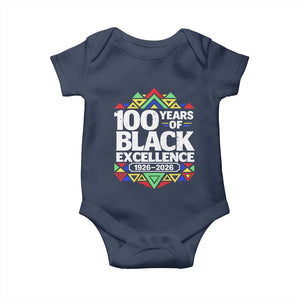 100 Years of Black Excellence 1926 2026 Baby Onesie African Tribal Pattern Heritage Celebrating Black History TS02 Navy Print Your Wear