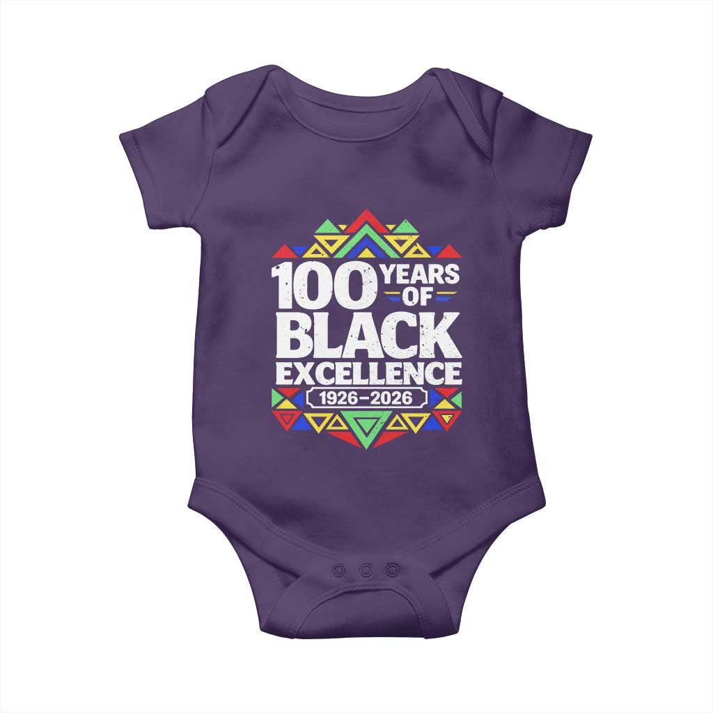 100 Years of Black Excellence 1926 2026 Baby Onesie African Tribal Pattern Heritage Celebrating Black History TS02 Purple Print Your Wear
