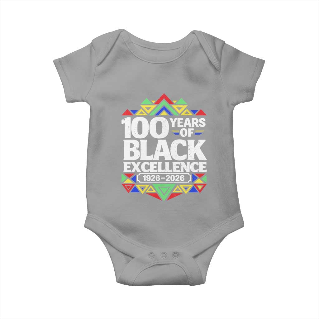 100 Years of Black Excellence 1926 2026 Baby Onesie African Tribal Pattern Heritage Celebrating Black History TS02 Sport Gray Print Your Wear