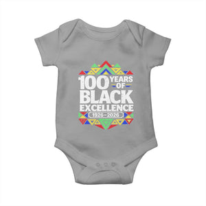 100 Years of Black Excellence 1926 2026 Baby Onesie African Tribal Pattern Heritage Celebrating Black History TS02 Sport Gray Print Your Wear