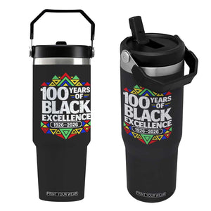100 Years of Black Excellence 1926 2026 Flip Straw Tumbler African Tribal Pattern Heritage Celebrating Black History TS02 One Size: 30 oz Black Print Your Wear