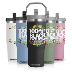 100 Years of Black Excellence 1926 2026 Flip Straw Tumbler African Tribal Pattern Heritage Celebrating Black History TS02 Print Your Wear