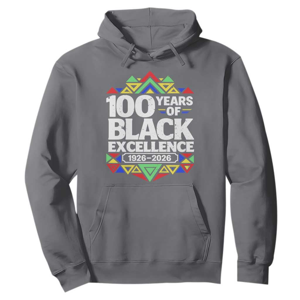 100 Years of Black Excellence 1926 2026 Hoodie African Tribal Pattern Heritage Celebrating Black History TS02 Charcoal Print Your Wear