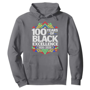 100 Years of Black Excellence 1926 2026 Hoodie African Tribal Pattern Heritage Celebrating Black History TS02 Charcoal Print Your Wear