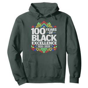 100 Years of Black Excellence 1926 2026 Hoodie African Tribal Pattern Heritage Celebrating Black History TS02 Dark Forest Green Print Your Wear