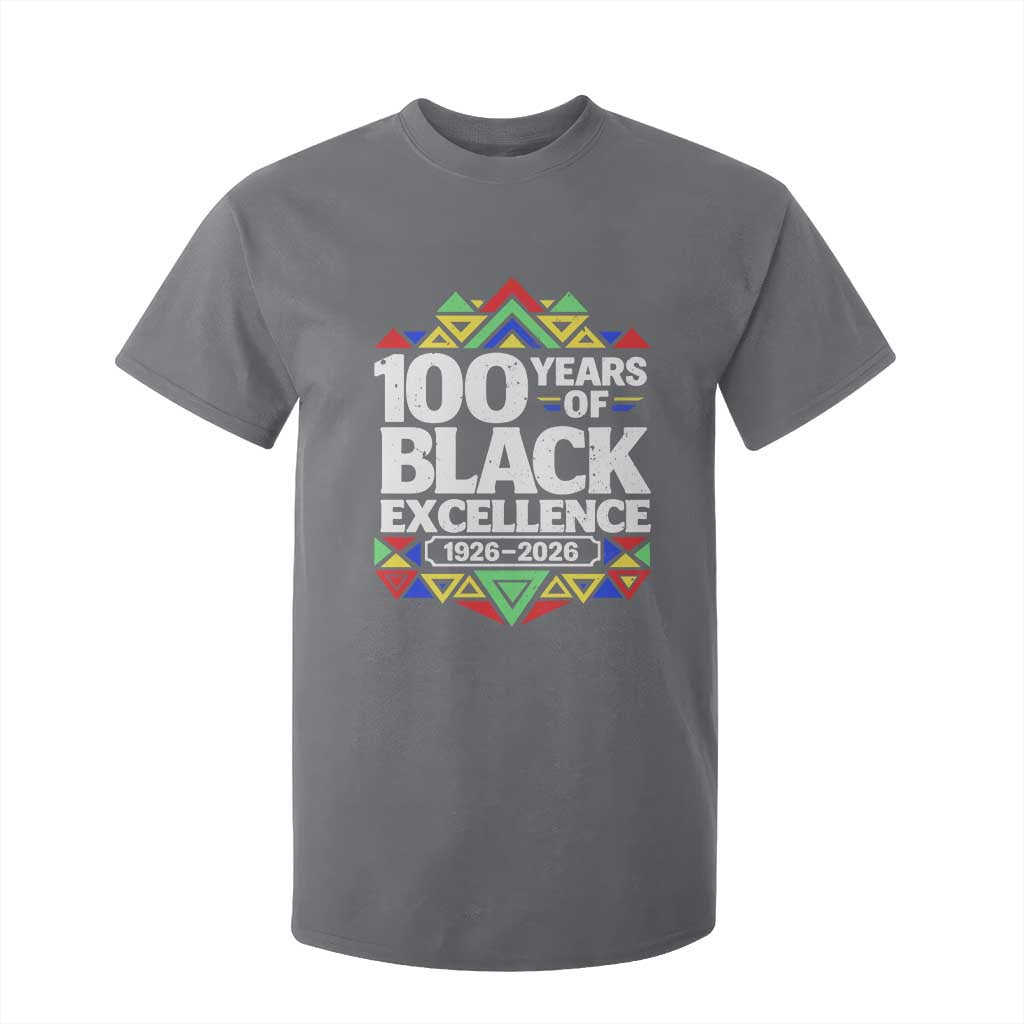 100 Years of Black Excellence 1926 2026 T Shirt For Kid African Tribal Pattern Heritage Celebrating Black History TS02 Charcoal Print Your Wear