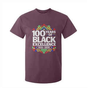 100 Years of Black Excellence 1926 2026 T Shirt For Kid African Tribal Pattern Heritage Celebrating Black History TS02 Maroon Print Your Wear