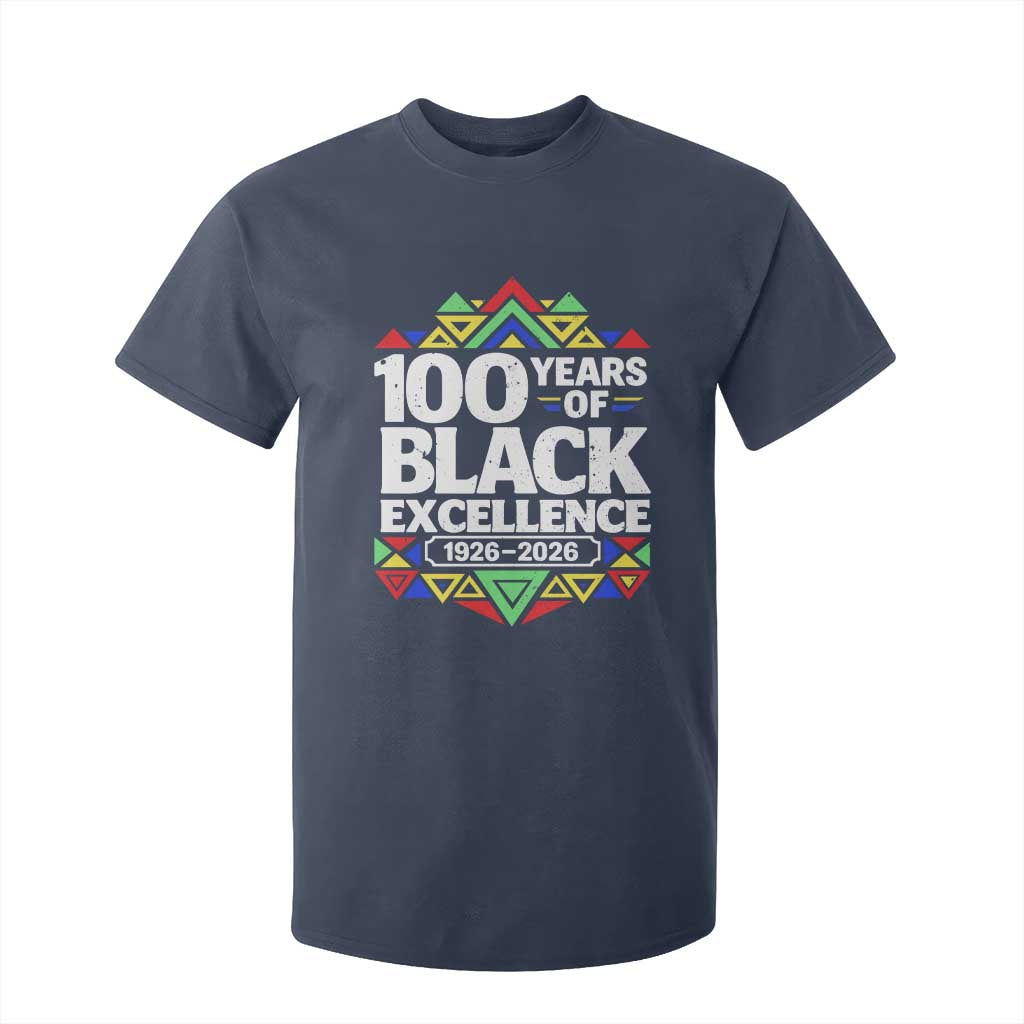 100 Years of Black Excellence 1926 2026 T Shirt For Kid African Tribal Pattern Heritage Celebrating Black History TS02 Navy Print Your Wear