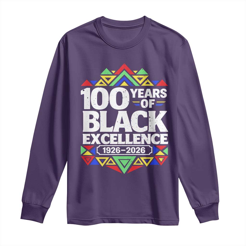 100 Years of Black Excellence 1926 2026 Long Sleeve Shirt African Tribal Pattern Heritage Celebrating Black History TS02 Purple Print Your Wear