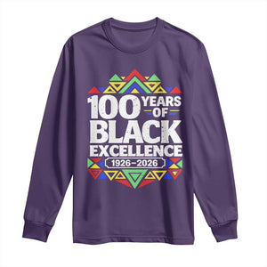 100 Years of Black Excellence 1926 2026 Long Sleeve Shirt African Tribal Pattern Heritage Celebrating Black History TS02 Purple Print Your Wear
