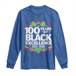 100 Years of Black Excellence 1926 2026 Long Sleeve Shirt African Tribal Pattern Heritage Celebrating Black History TS02 Royal Blue Print Your Wear