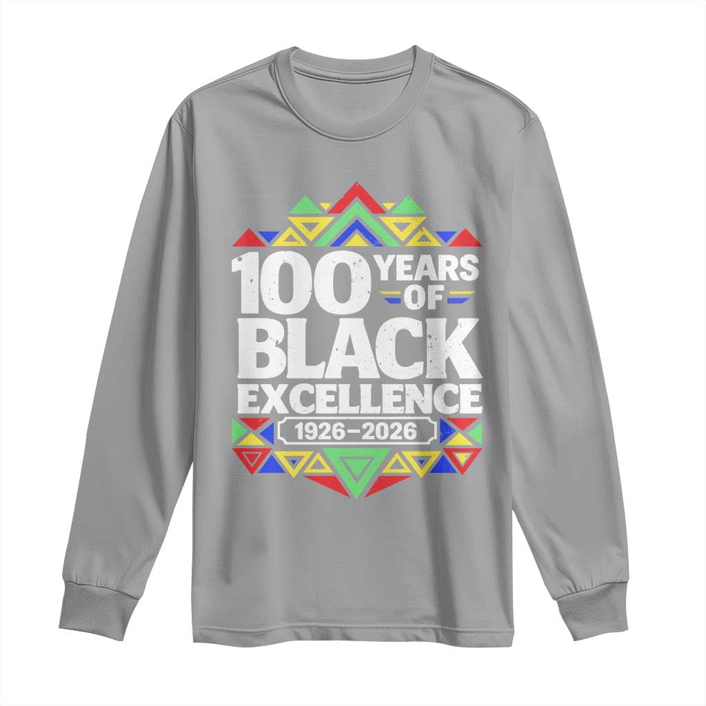 100 Years of Black Excellence 1926 2026 Long Sleeve Shirt African Tribal Pattern Heritage Celebrating Black History TS02 Sport Gray Print Your Wear