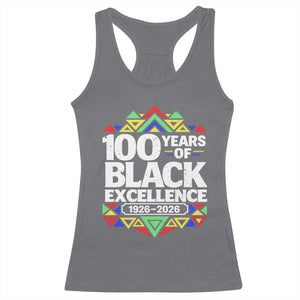 100 Years of Black Excellence 1926 2026 Racerback Tank Top African Tribal Pattern Heritage Celebrating Black History TS02 Charcoal Print Your Wear