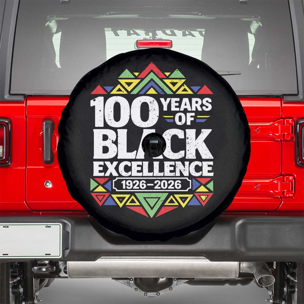 100 Years of Black Excellence 1926 2026 Spare Tire Cover African Tribal Pattern Heritage Celebrating Black History TS02 Black Print Your Wear