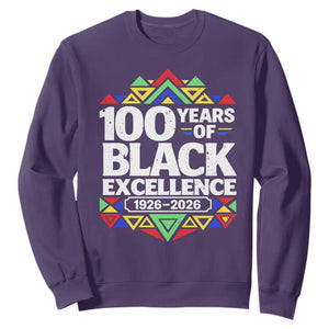 100 Years of Black Excellence 1926 2026 Sweatshirt African Tribal Pattern Heritage Celebrating Black History TS02 Purple Print Your Wear