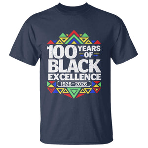 100 Years of Black Excellence 1926 2026 T Shirt African Tribal Pattern Heritage Celebrating Black History TS02 Navy Print Your Wear